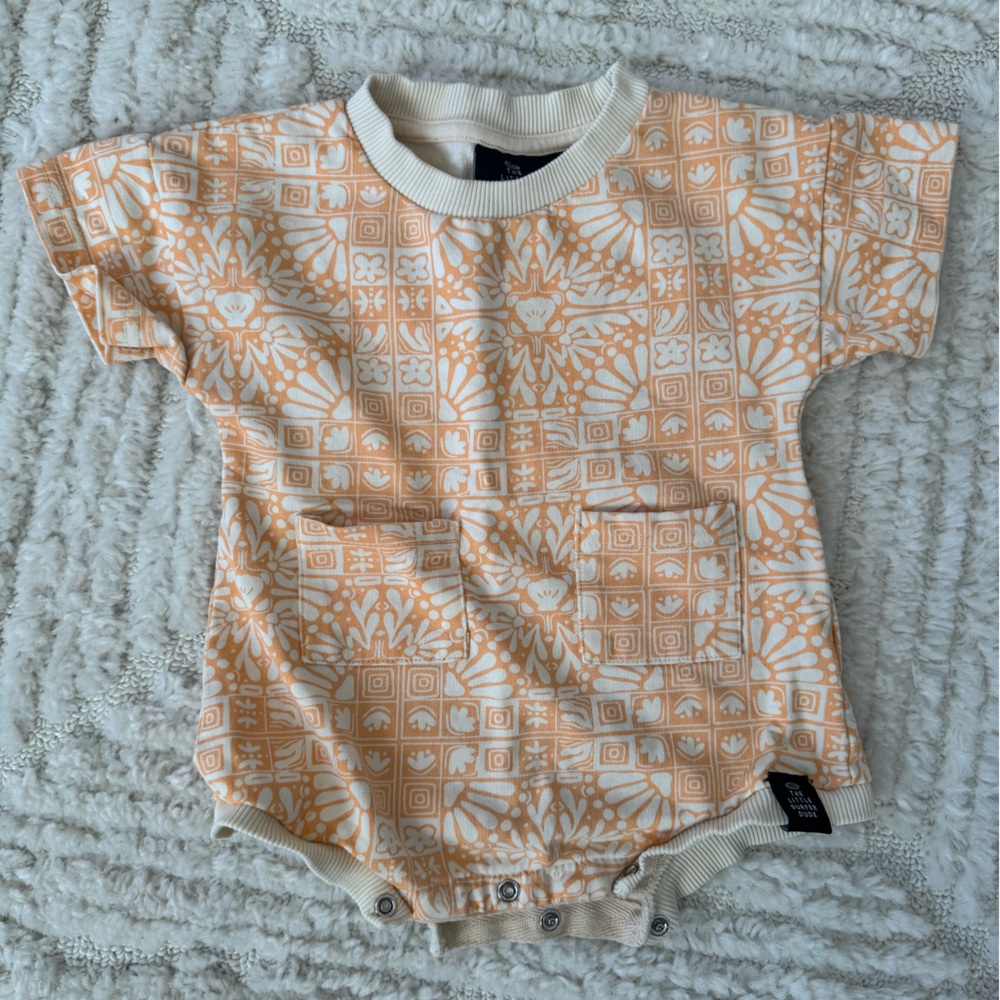 Little Surfer Dude Orange and Cream Color T-Shirt Romper